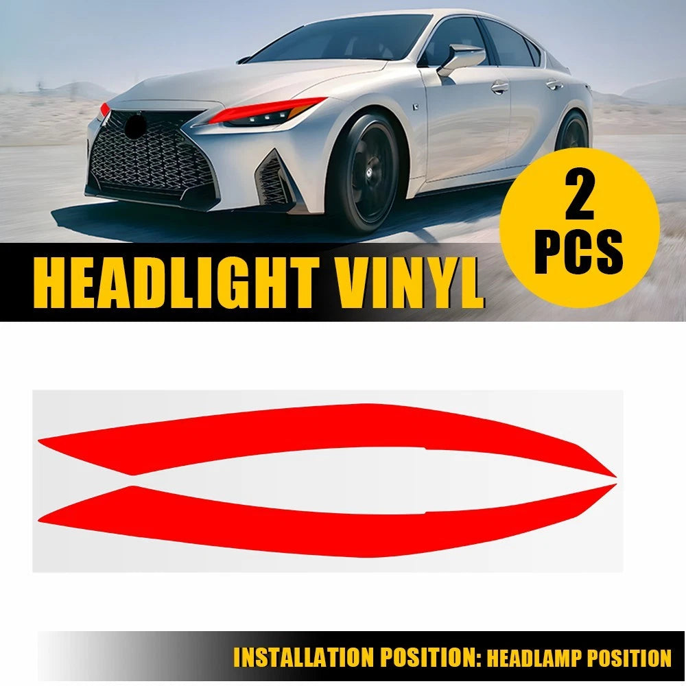 Red Headlight DRL Tint Overlay for Lexus IS (2021â2025)
