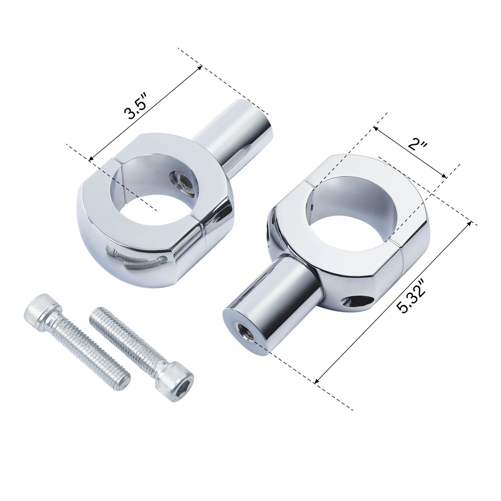 Chrome 3.5" Handlebar Riser for Harley Softail Fat Bob Dyna (Fits 2" Bar)