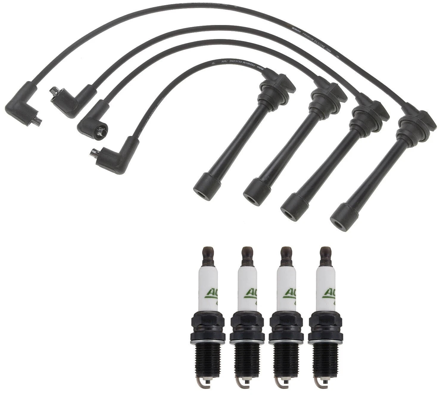Ignition Wire Set & 4 ACDelco Spark Plugs for Tucson Spectra
