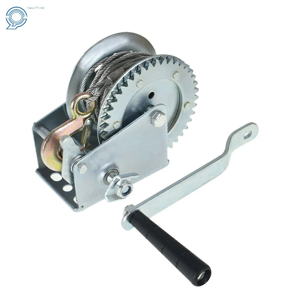 Heavy Duty Hand Winch for Universal Use (1200lbs, 4.0mm x 10m Rope)