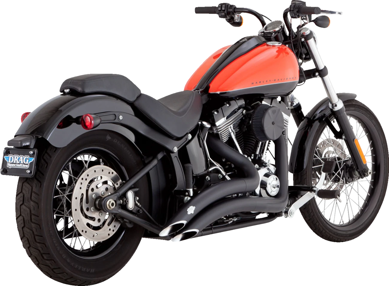 2-into-2 Big Radius Exhaust Matte Black for Harley Softail (2005–2009)