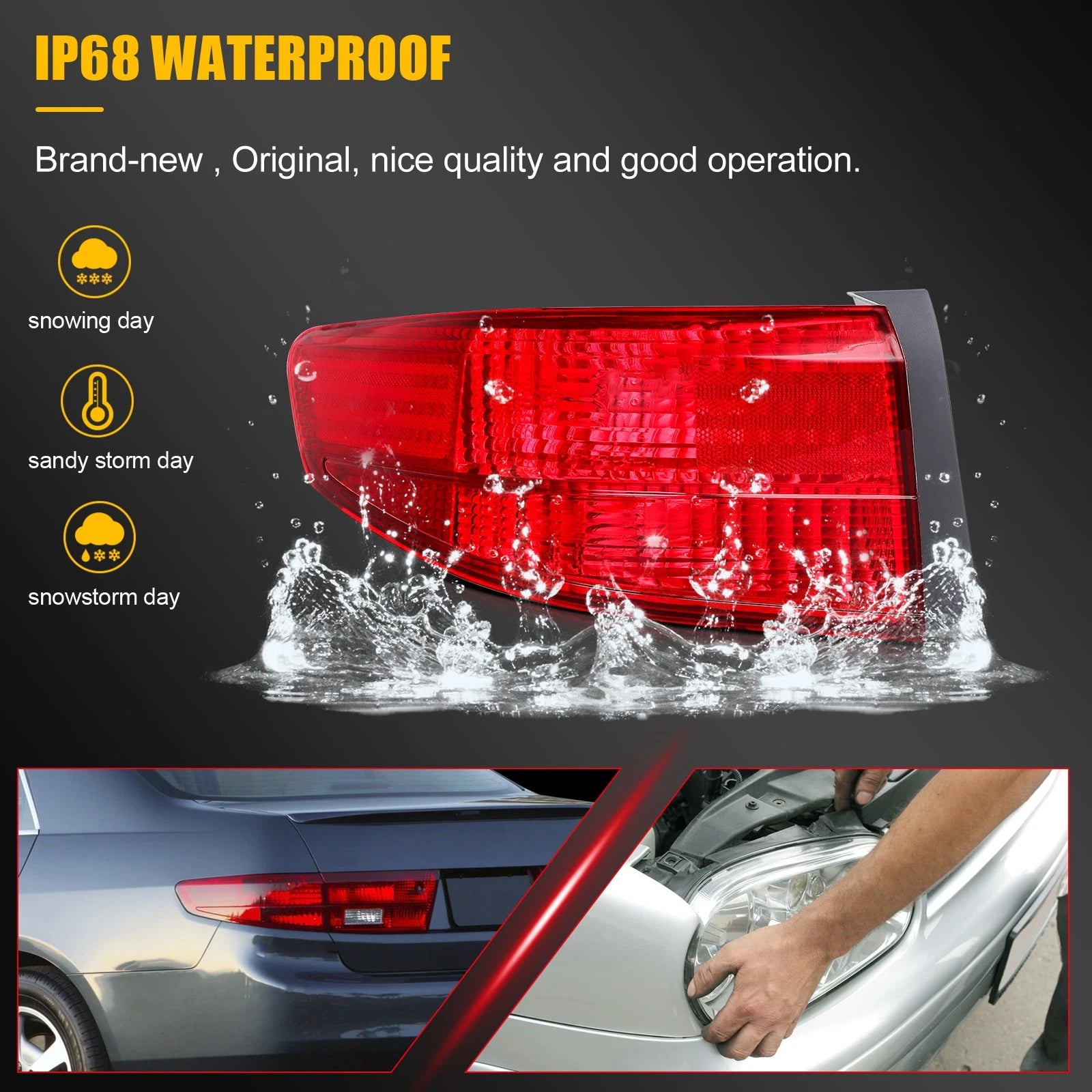 Tail Light Assembly for Honda Accord Sedan (2003–2004) Red Housing Left