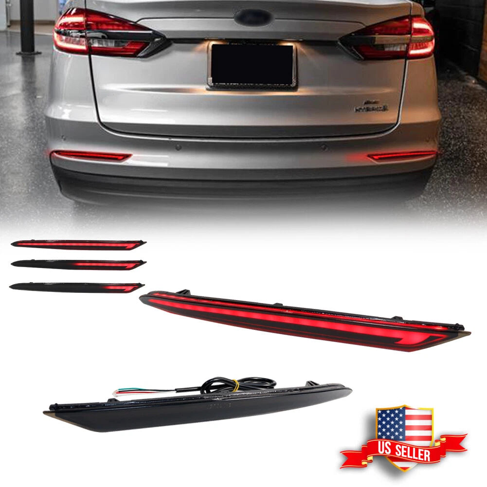 2X LED Rear Bumper Reflector Brake Tail Light for Ford Fusion (2019–2022)