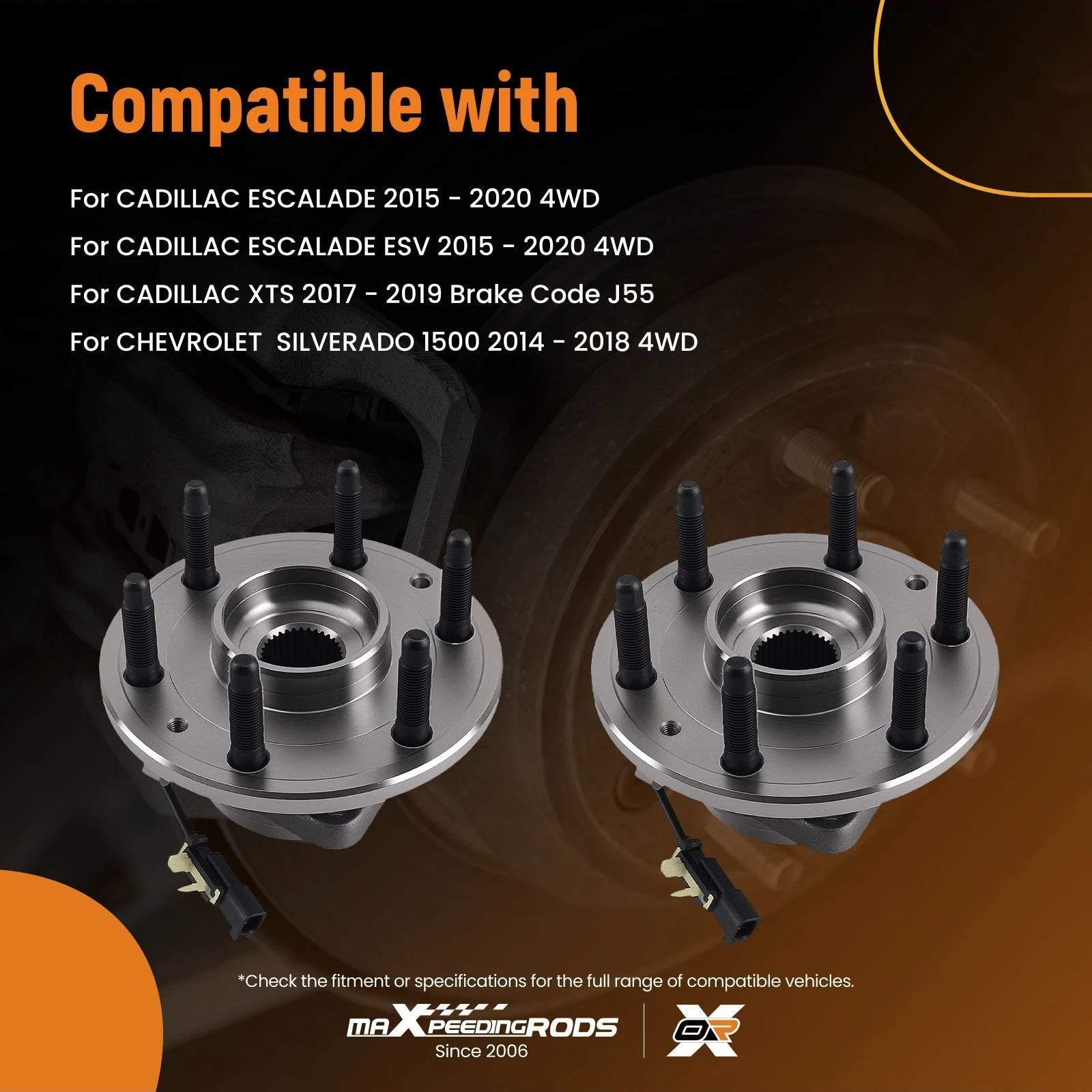 Front Wheel Bearing Hub Pair for Chevrolet Silverado 1500 (2014–2018)
