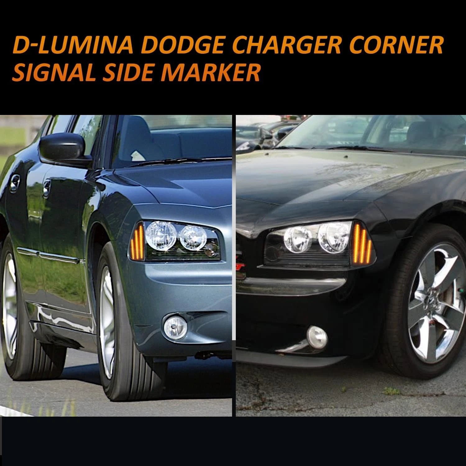 2X LED Smoked Front Side Marker Signal Lights for Dodge Charger (2006–2010)
