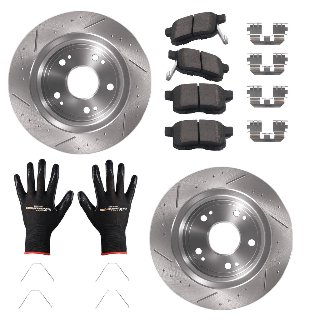 Rear Brake Rotors & Ceramic Pads Kit for Acura TSX (2009–2014) Honda Accord (2008–2017)