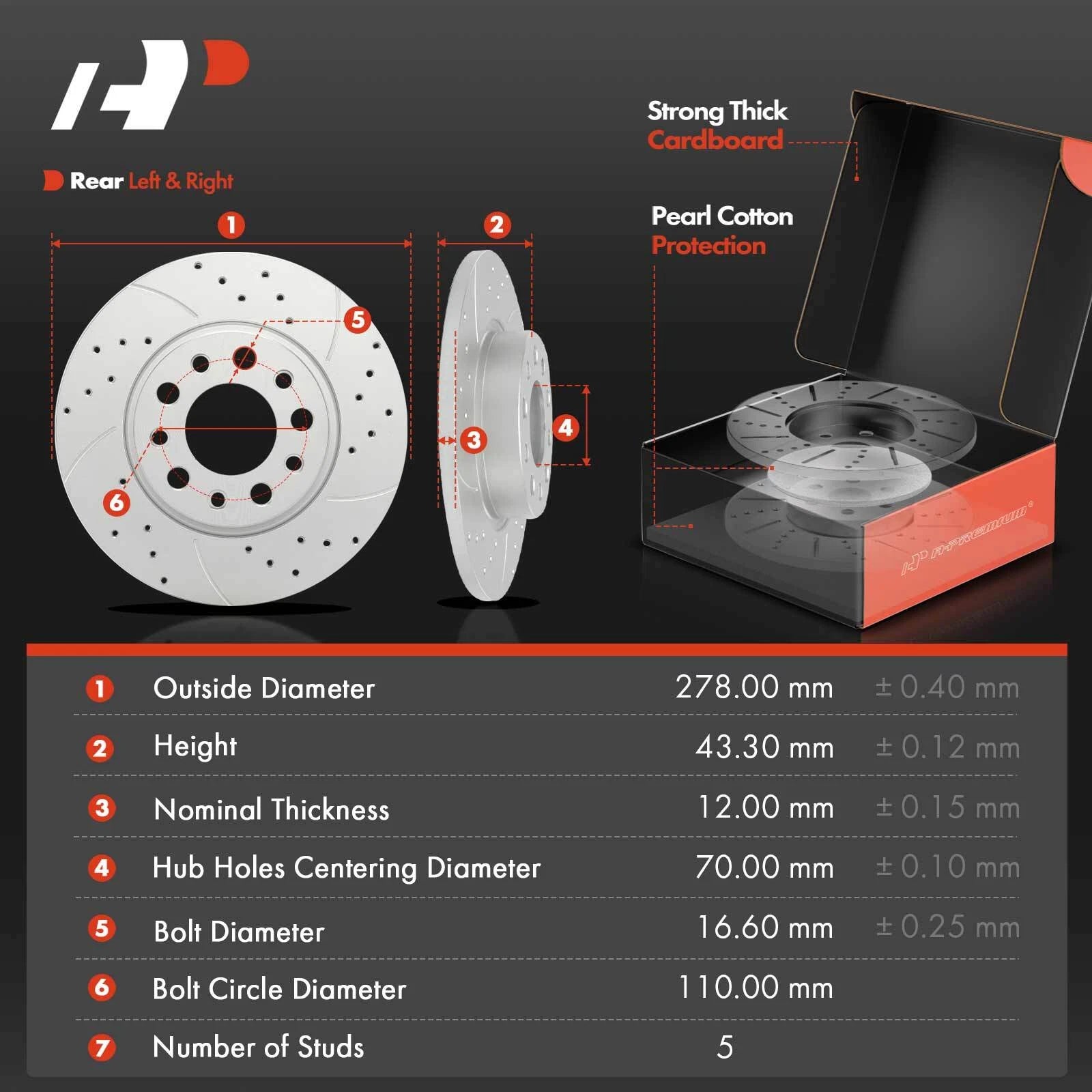 Set of 4 Drilled Brake Rotors & Ceramic Pads for Renegade (2015–2022)