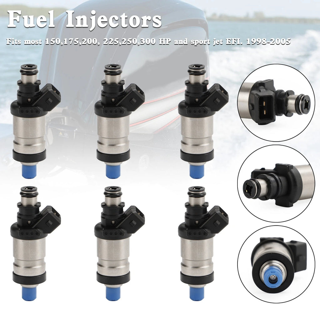 Set of 6 Fuel Injectors for Mercury Outboard 150-300 HP (1998–2005)