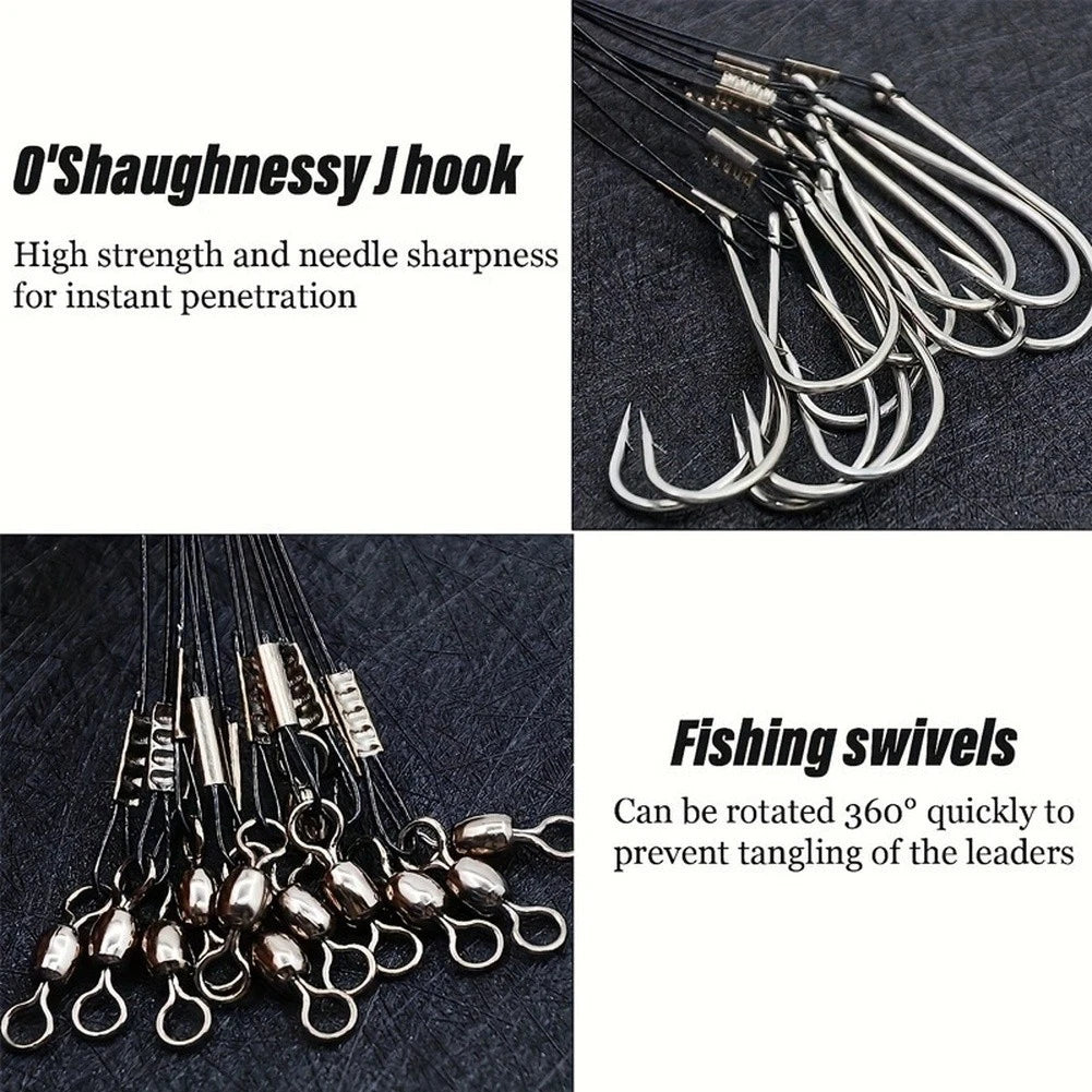 Set of 8 J Hook Leaders for Marine Fishing Gear