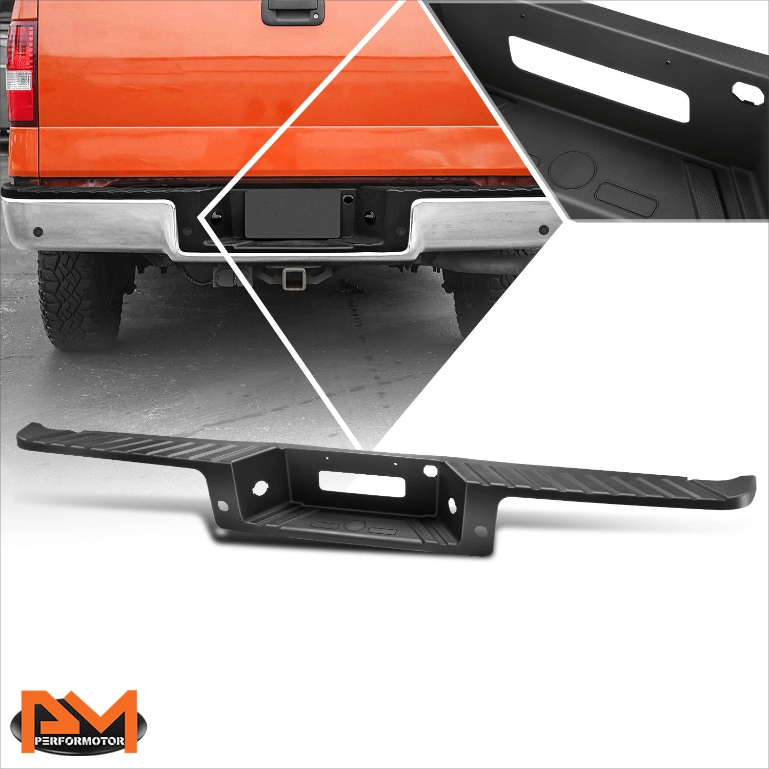 Rear Bumper Step Pad for Ford F-150 (2004–2008) w/ Sensor Holes, Tow Package, Black