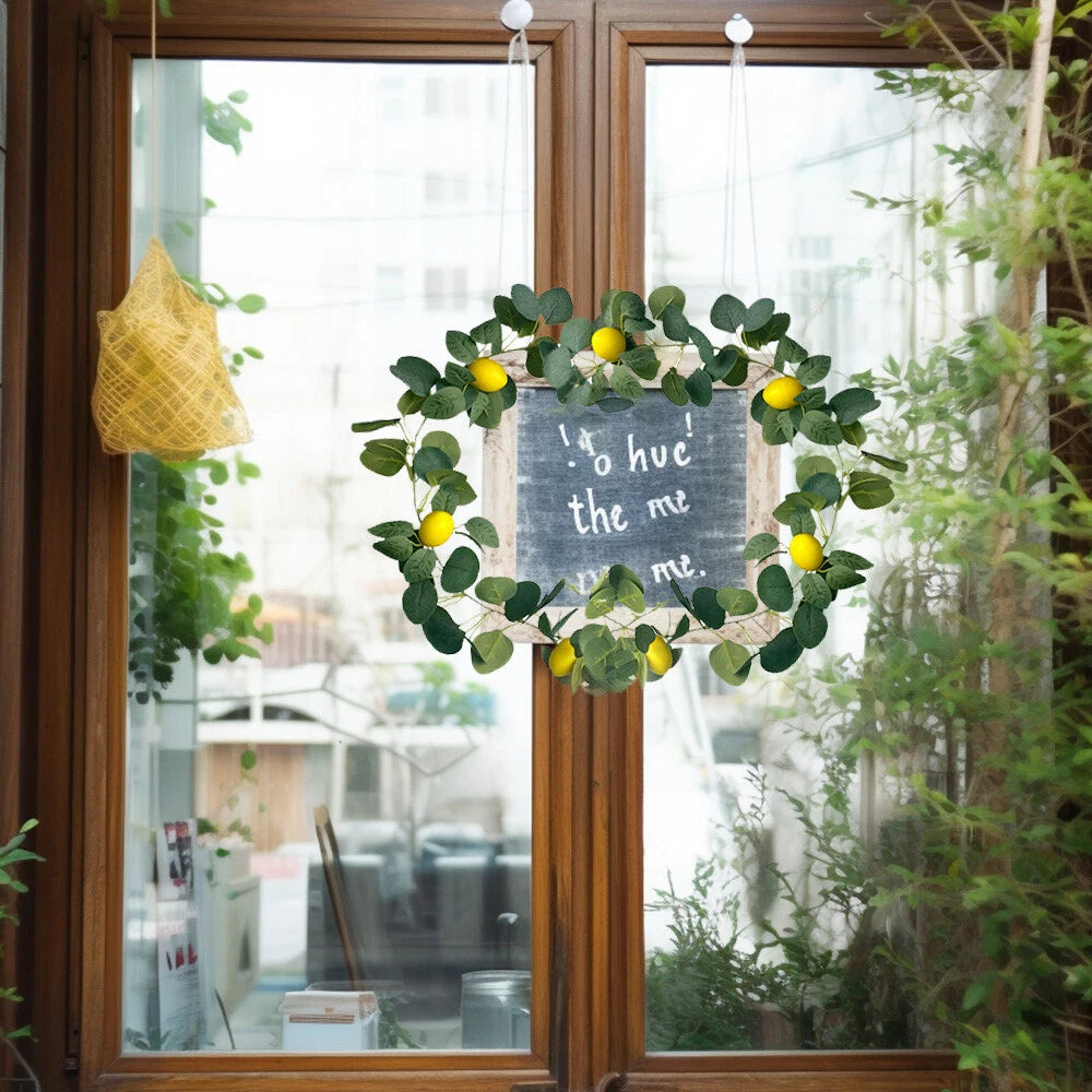 2X 6.4Ft Artificial Lemon Garland Vine Wreath for Front Door Kitchen