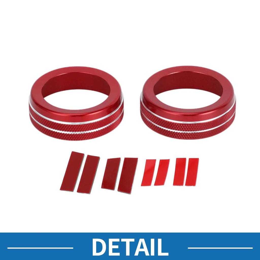 Set of 2 AC Climate Heater Switch Knob Cover Ring for Hyundai Elantra (2021–2024) Red