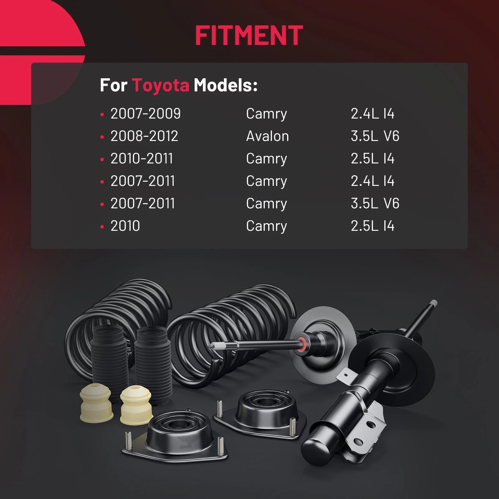 Pair Rear Shocks Struts with Coil Spring for Toyota Camry (2007–2011)