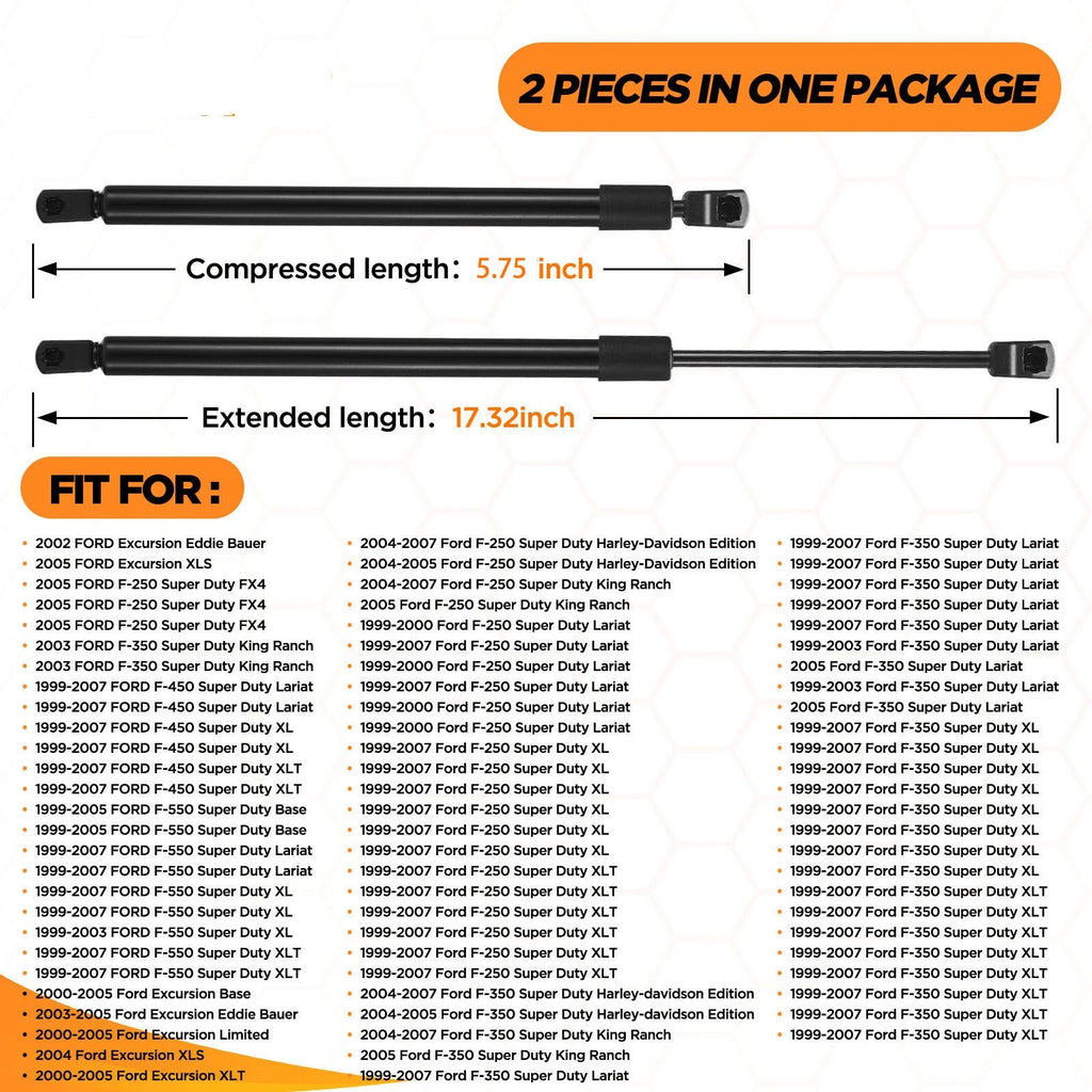 2X Front Hood Gas Lift Supports for Ford Excursion F250 F350 (1999–2007)