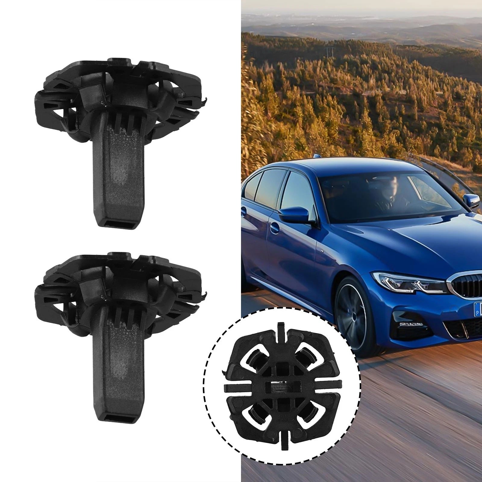 Set of 2 Coolant Radiator Fastening Element Clips for BMW (2000–2006)