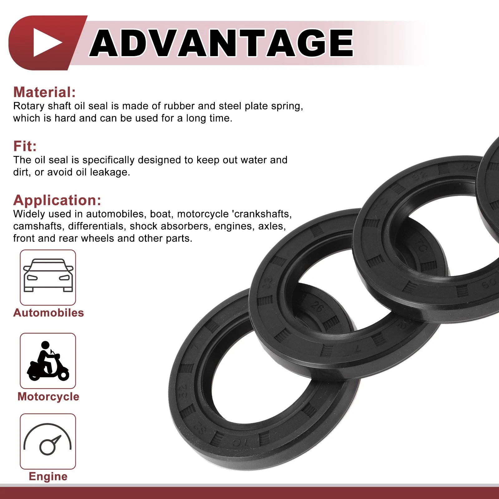 Set of 5 Rotary Shaft Oil Seals for Various Models (32x52x7mm)