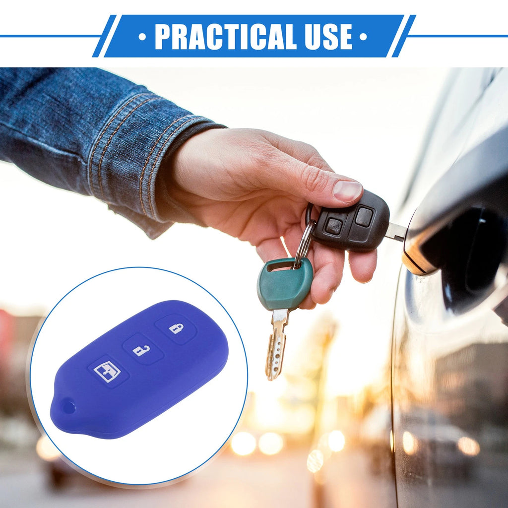 2X Remote Key Fob Case for Toyota 4Runner, Sequoia (4 Button, Silicone, Blue)