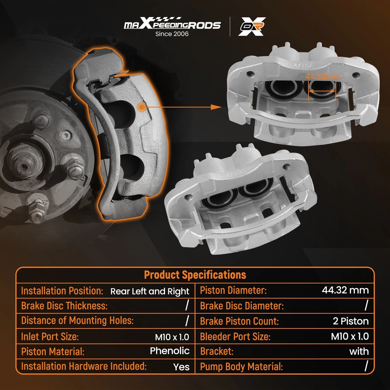 Disc Rear Left & Right Brake Calipers for Ford Excursion 2000–2005
