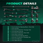 Set of 13 Front Sway Bar Upper Lower Ball Joint Tie Rod Kit for Jeep Wrangler
