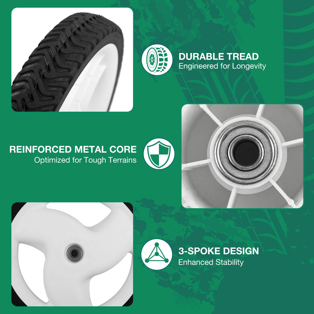 Set of 2 Rear Lawn Mower Wheels for Toro Recycler (20012–20019) 105-1816 205-268