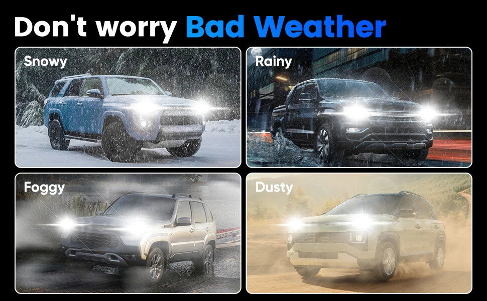 Set of 4 NOVSIGHT 9005 + H11 LED Headlight Bulbs 6500K 10000LM for
