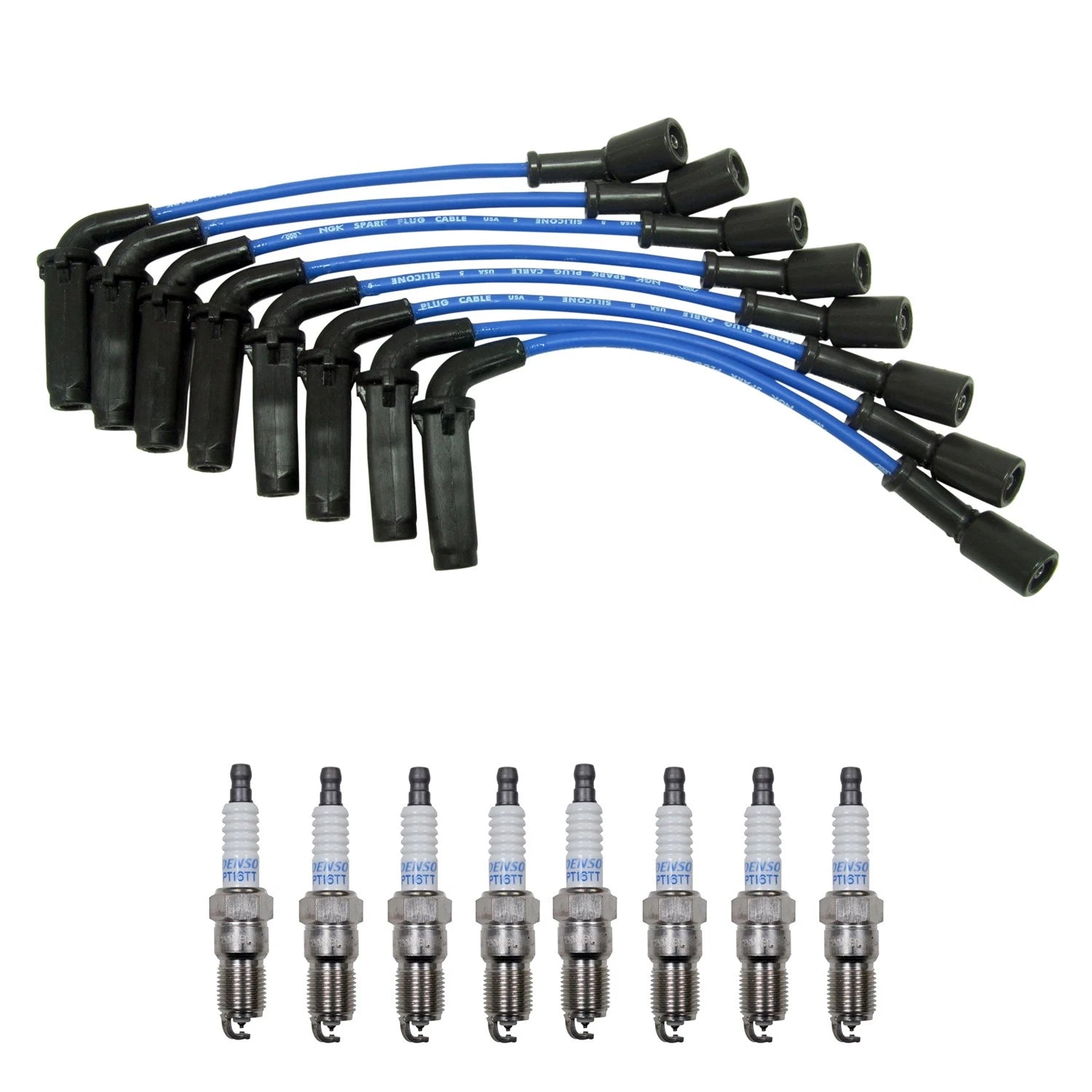 NGK 7mm Wire Set & Denso Platinum Spark Plug Kit for Express Savana Suburban (1996–2002)