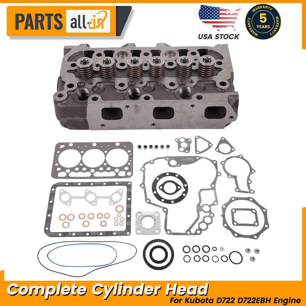 Complete Cylinder Head & Gasket for Kubota D722