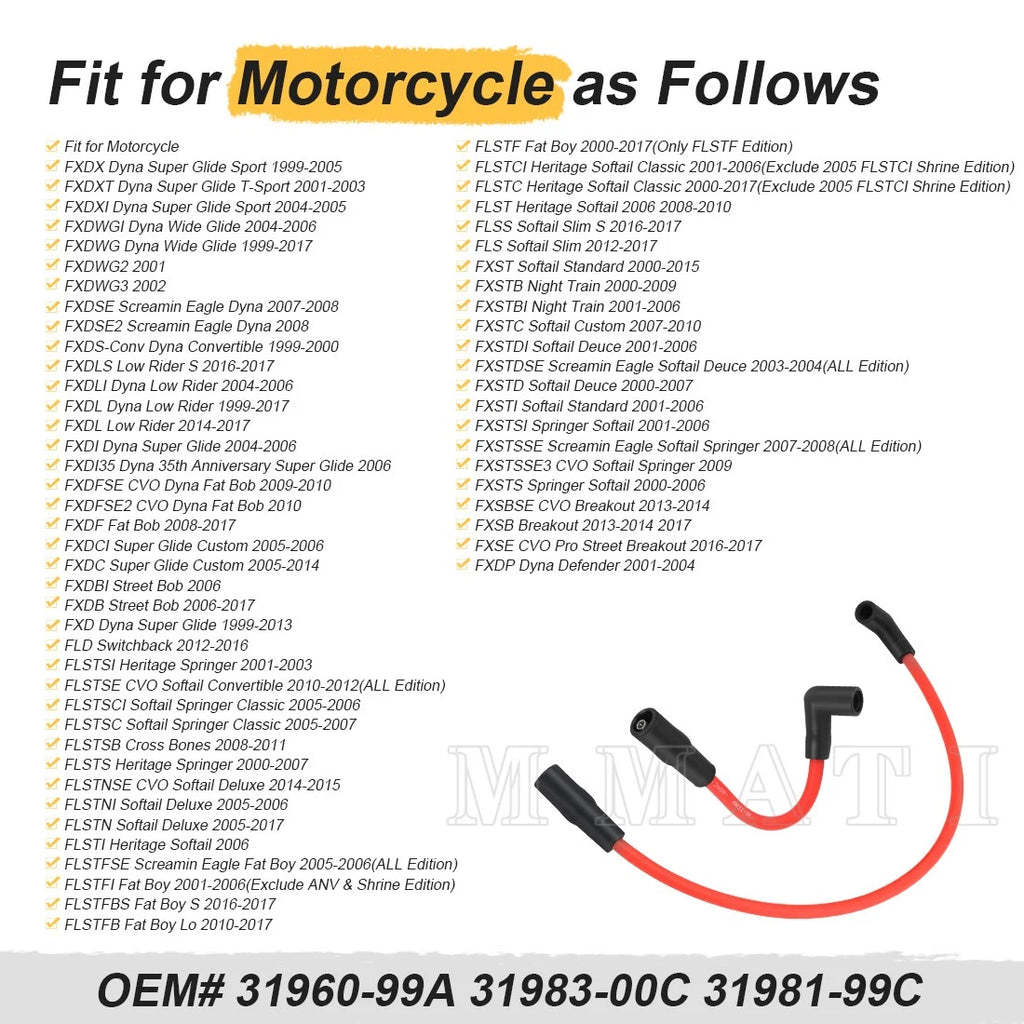 Spark Plug Wires Cap for Harley Dyna Breakout Softail Night Train (2000–2023)
