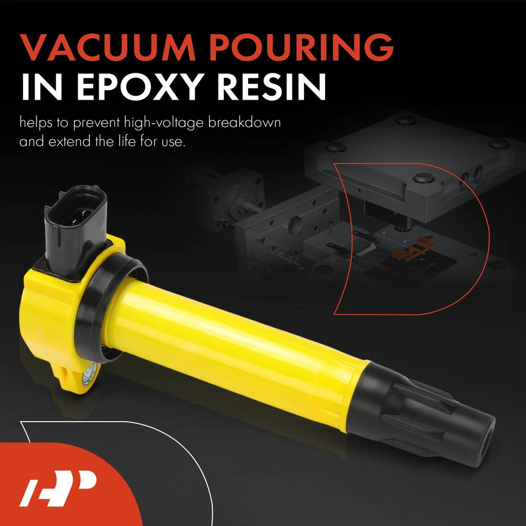 Set of 4 Yellow Ignition Coils for Mitsubishi Outlander (2008–2013)