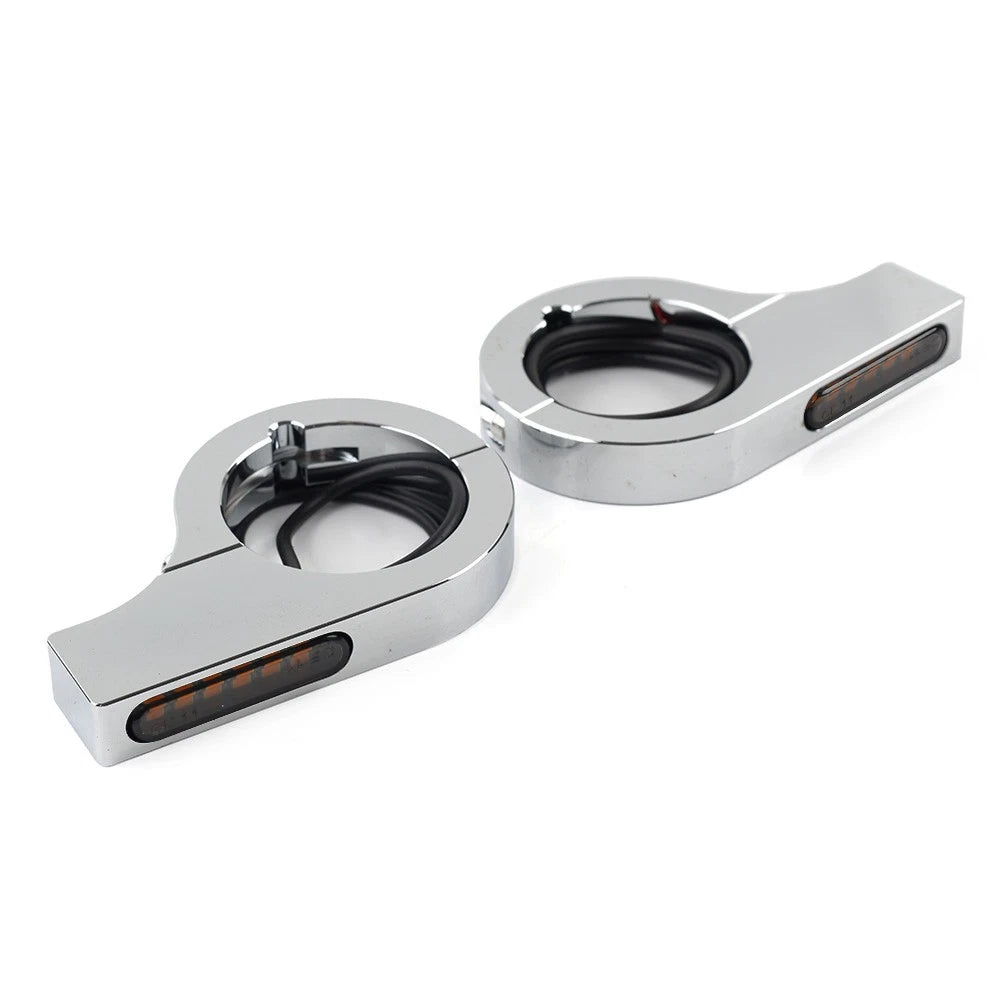 37-41MM Fork Turn Signal Light Indicator Amber LED for Harley Touring Dyna