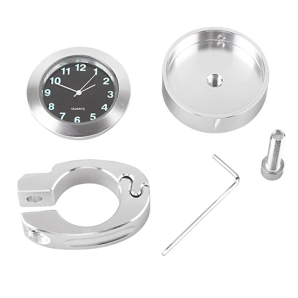 Digital Clock Watch Handlebar Mount Holder for Bike (Waterproof, Chrome)