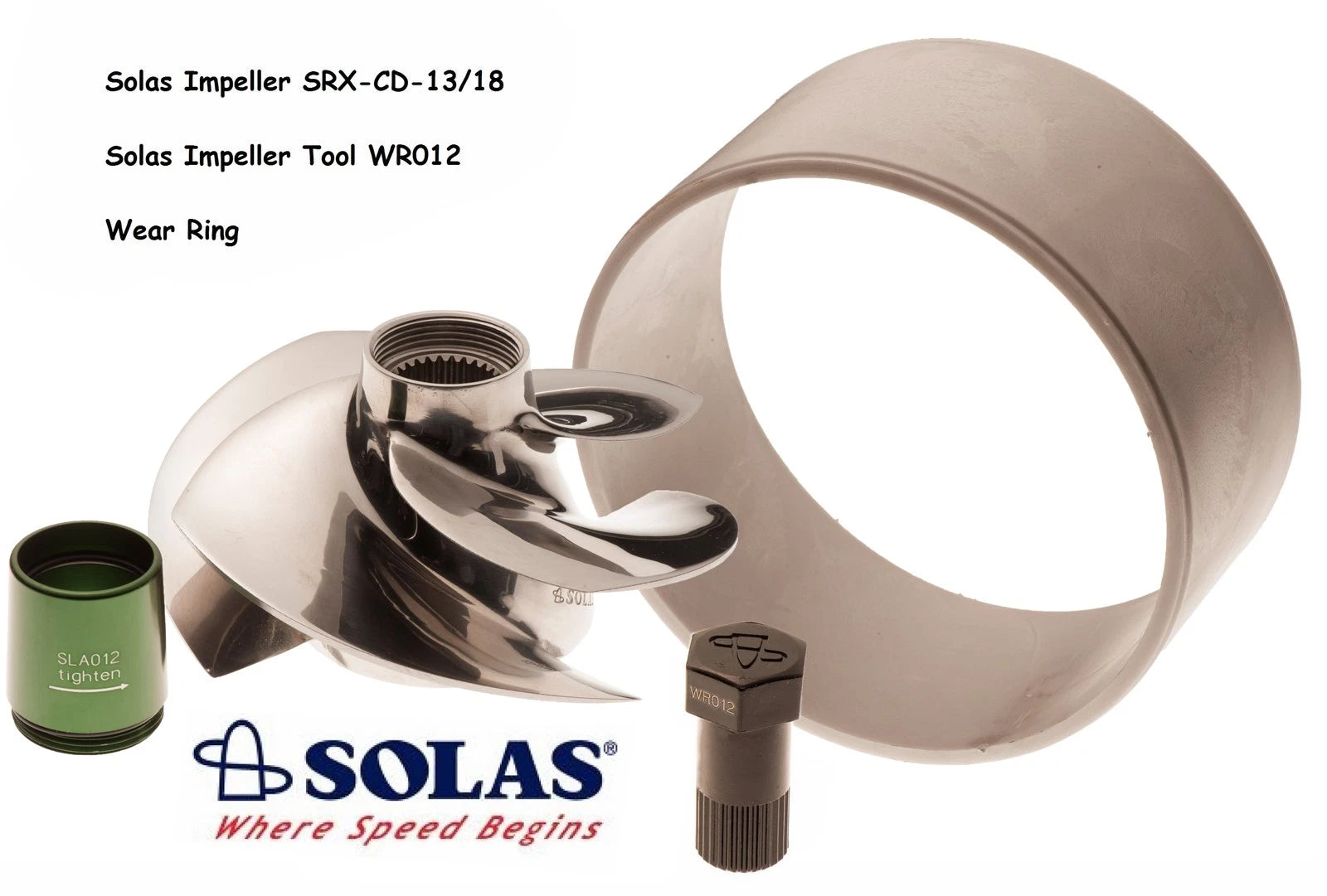 Solas Impeller SRX-CD-13/18 for SeaDoo 4Tec 215 (2002–2009) w/ Wear Ring & Tool