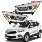 Halogen Headlights for Ford Escape (2017–2019) Chrome with LED DRL Left & Right