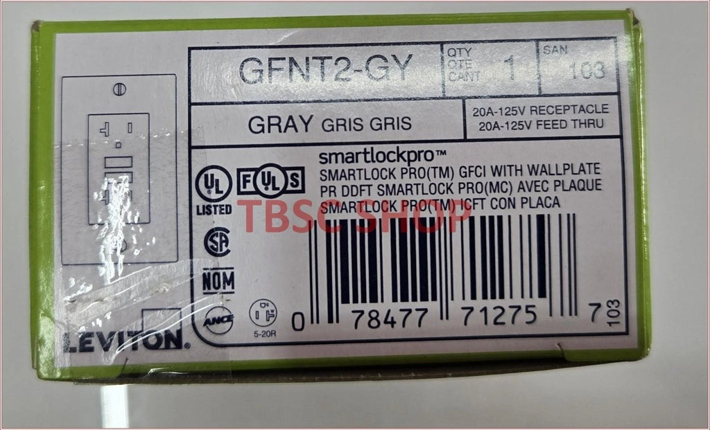 GFCI Outlet for Leviton GFNT2-GY (NIB)