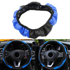 Black Blue Microfiber Leather Steering Wheel Cover 15" for SUV