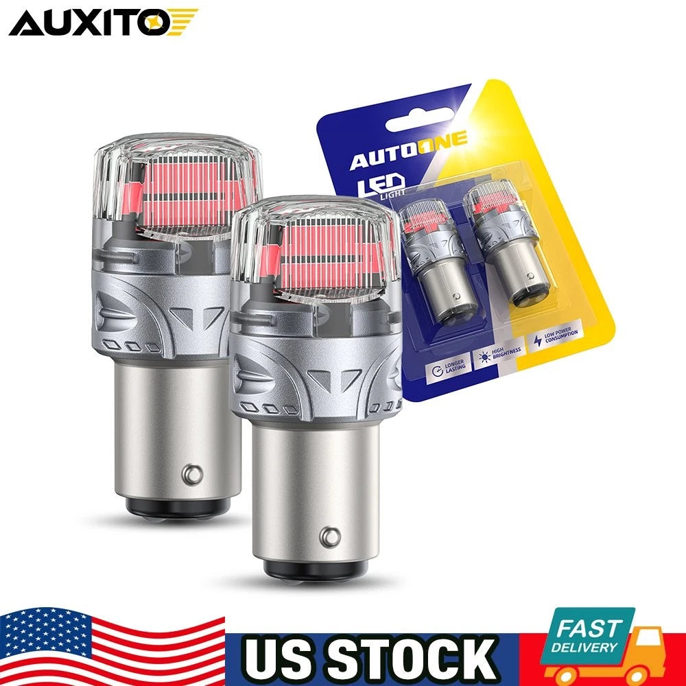 2X 1157 Red LED Stop Turn Signal Brake Tail Light Bulbs for BAY15D Plug&Play