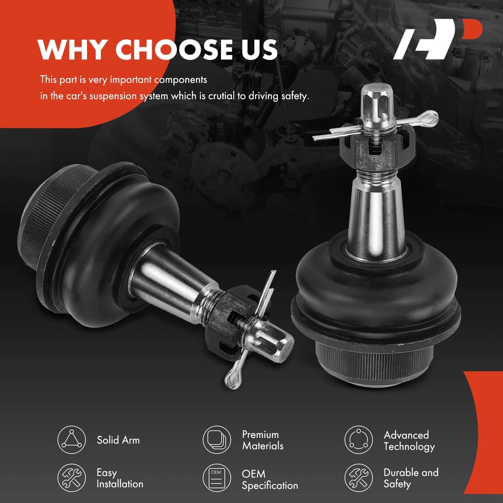 2X Front Upper Ball Joints for Jeep Wrangler JL (2018–2021) JT Gladiator