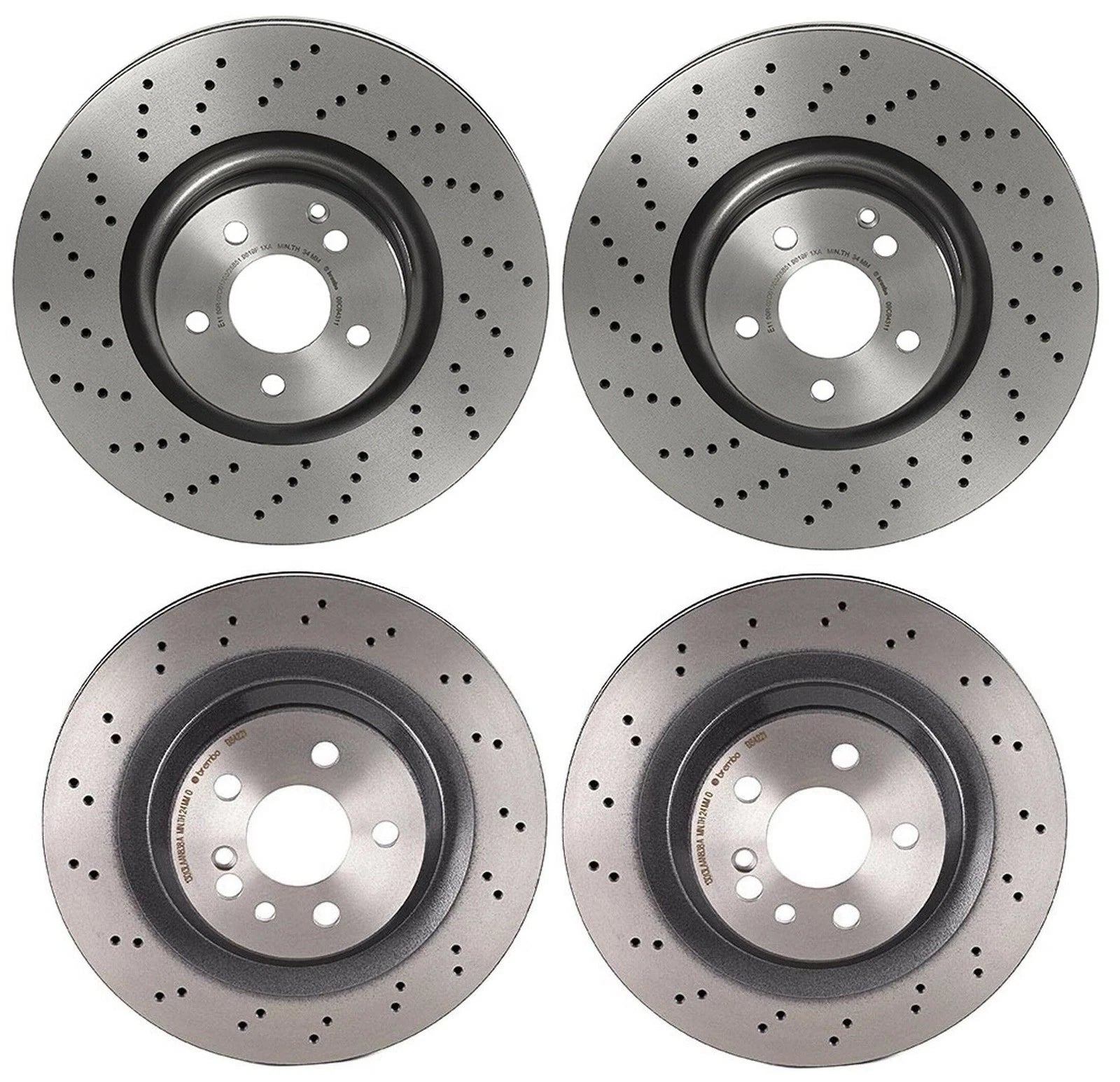 Brembo Drilled Brake Disc Rotors Kit for MB C215 W220 (360mm Front, 330mm Rear)