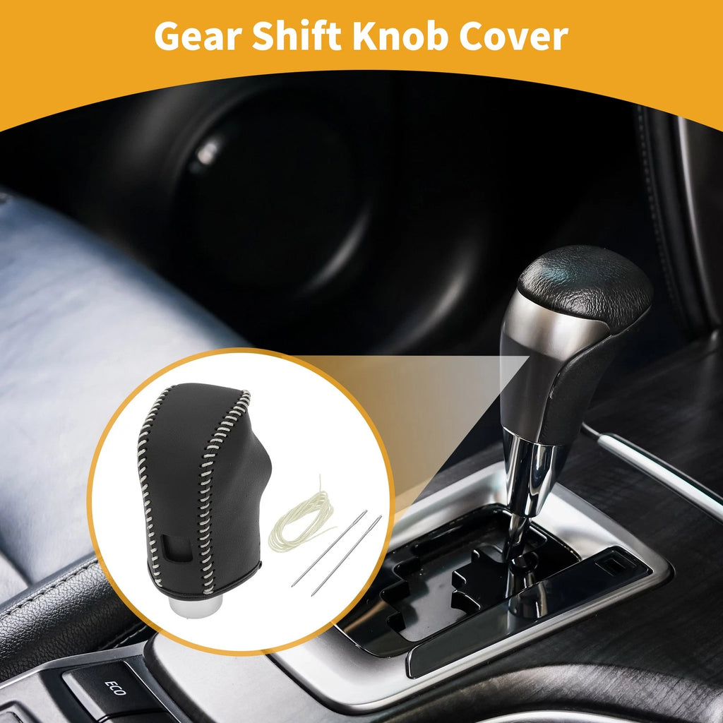 Gear Shift Knob Cover for Nissan Altima (2019–2024) Black Beige Faux Leather