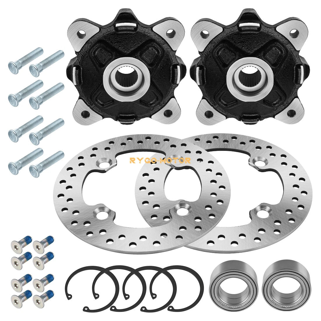 Set of 2 Front Wheel Hub Disc Rotors Bearings for Polaris Ranger 900 800 500