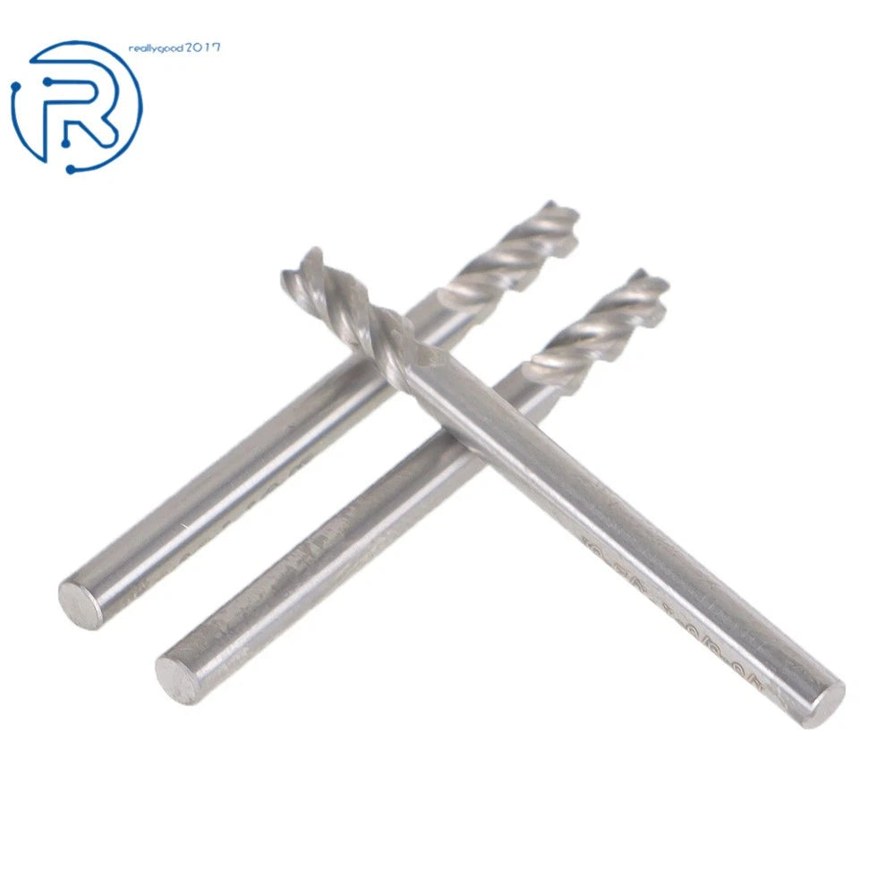 Set of 3 Carbide End Mills for Various Applications (1/8" Flute, 3/8" LOC)