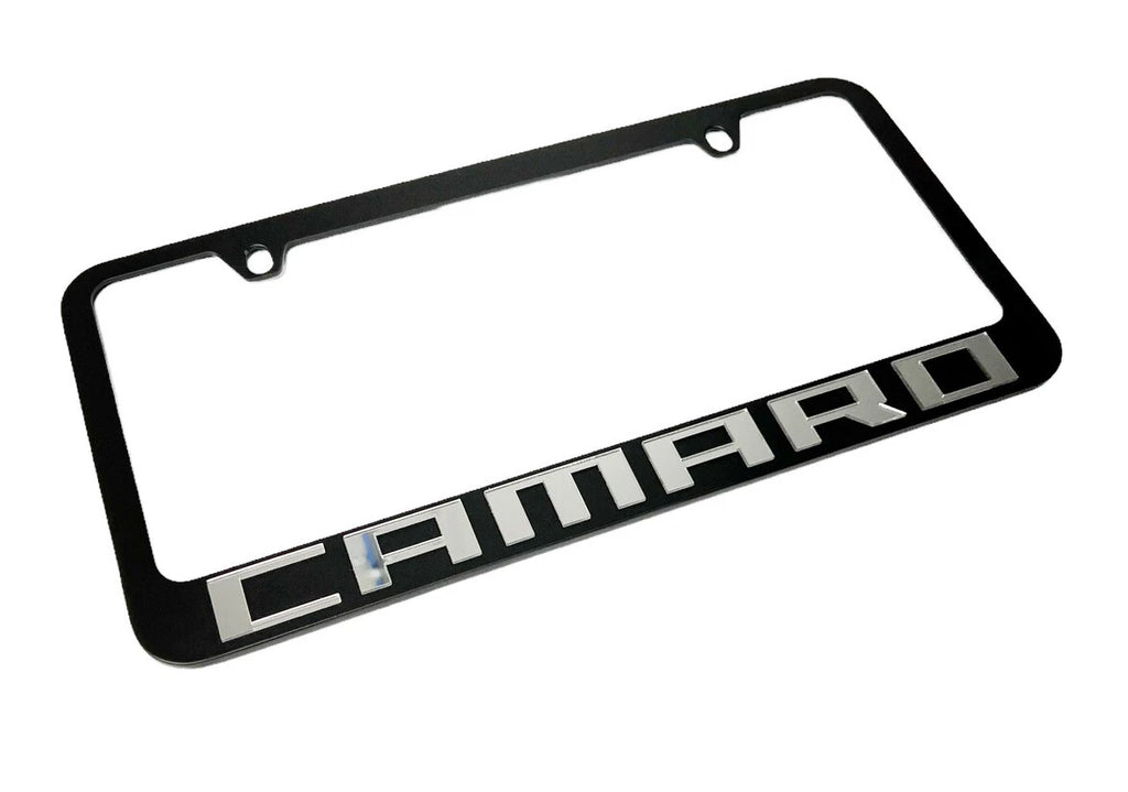 License Plate Frame Premium Black with Chrome Script for Chevy Camaro (2010–2015)