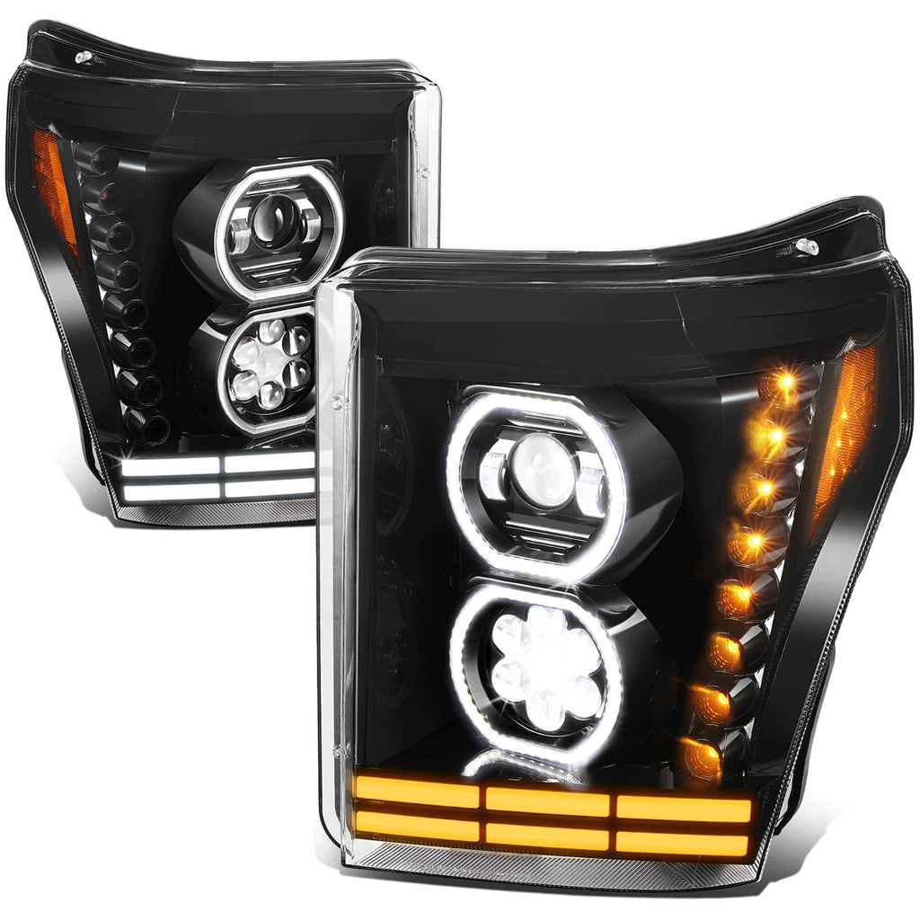 Projector Headlights for Ford F-250 Super Duty (2011–2016) - Black Housing, Amber