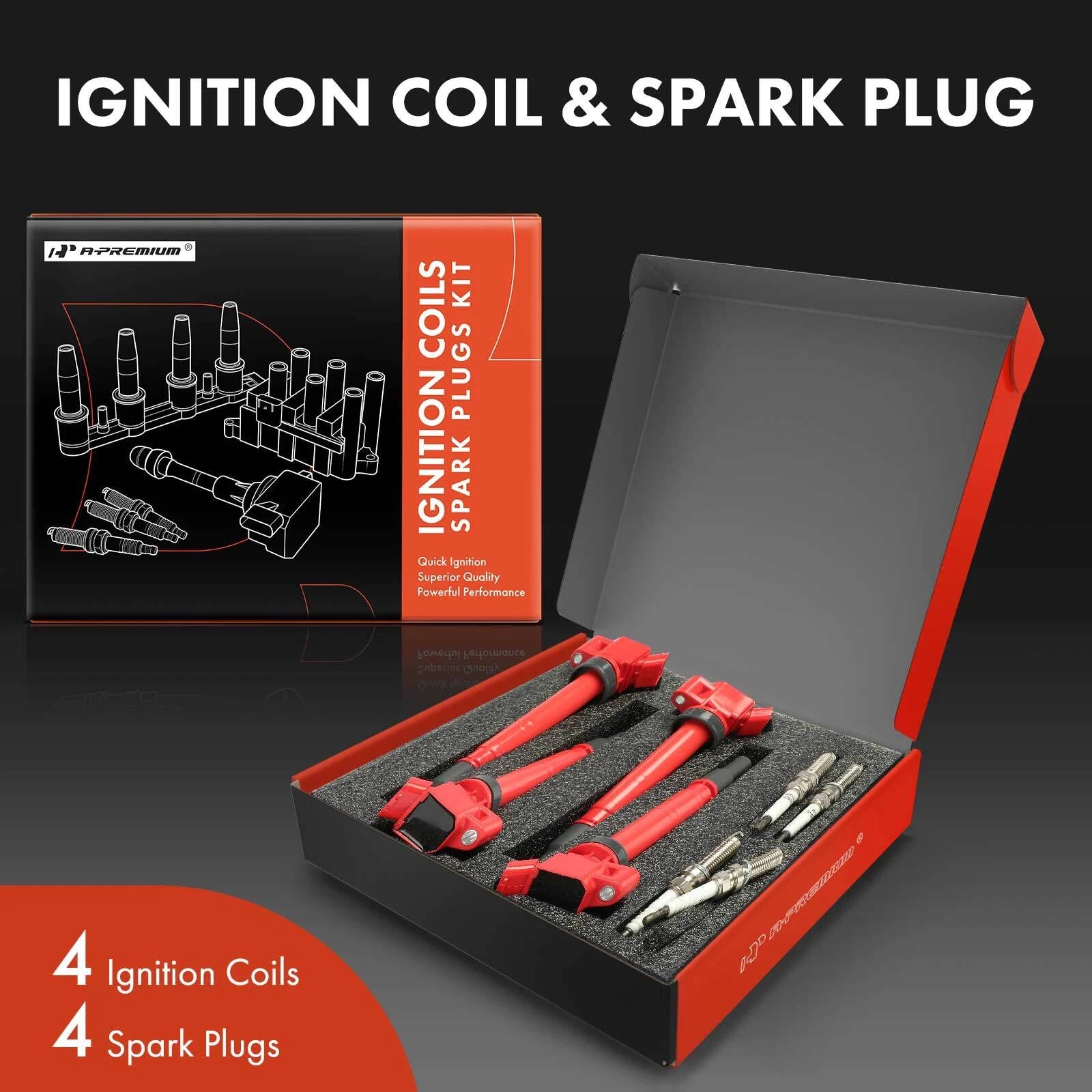 4x Ignition Coil & 4x Iridium/Platinum Spark Plug for Toyota Tacoma (2005â2023)