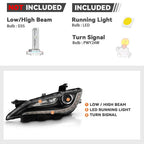 HID/Xenon Headlight with LED DRL Black Trim Driver for Chrysler 200 (2015–2017)