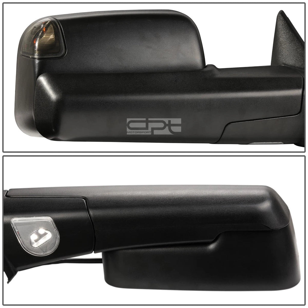 Set of 2 Power Heated LED Smoked Towing Mirrors for Dodge Ram (2013–2016)