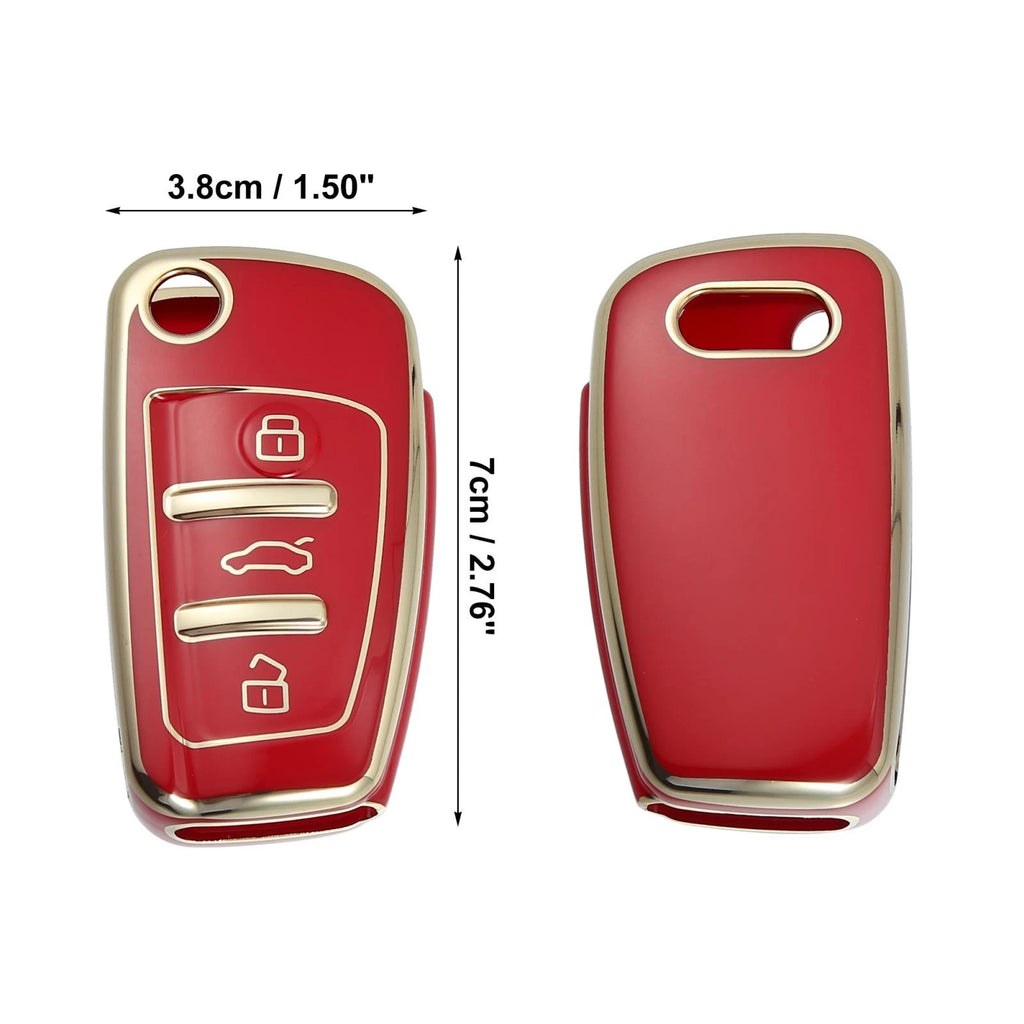 Car Key Fob Cover 3 Button TPU Red for Audi Q3 (2015–2020)