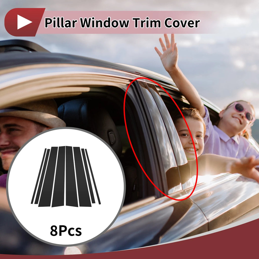 8 Pcs Door Pillar Window Trim for Toyota Land Cruiser (2010–2021) Black