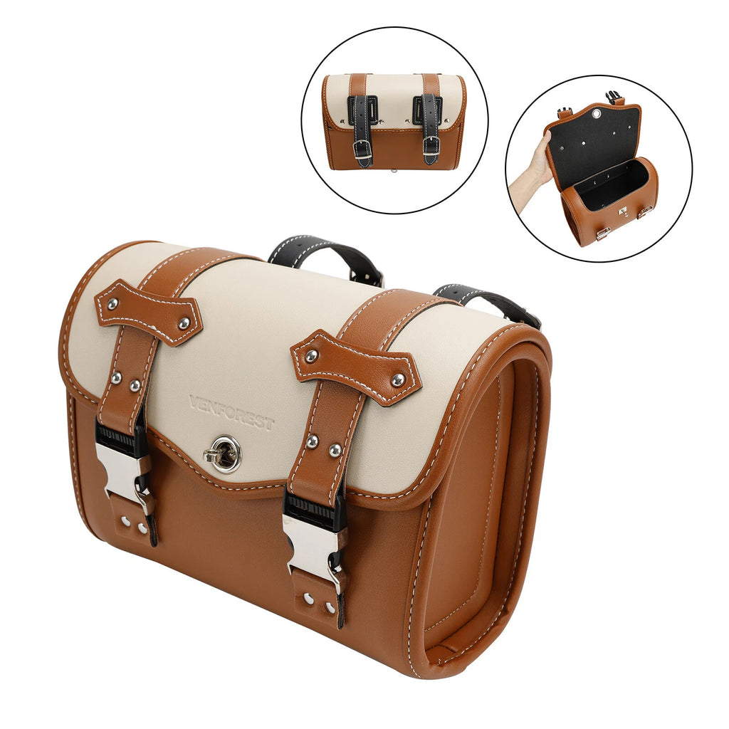 Side Saddlebag Tool Bag for Motorbike (Color Matching, Brown)