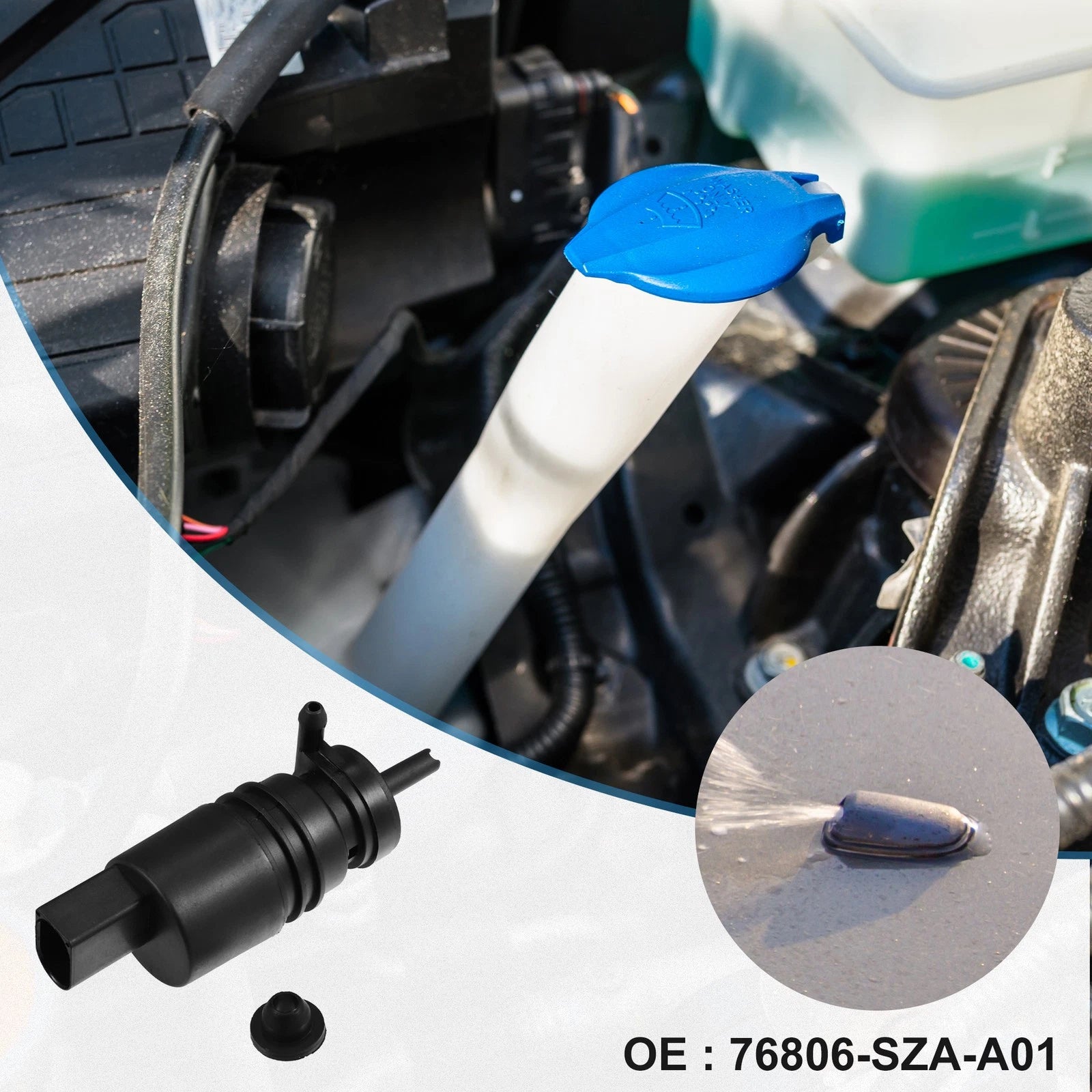 Windshield Washer Motor Pump with Grommet for Honda Pilot (2003–2008) 76806-SZA-A01